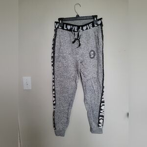 New Look Gray Joggers with Black Love Trim